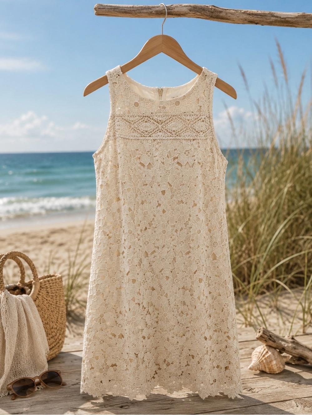 Loft size 0 cream lace shift dress